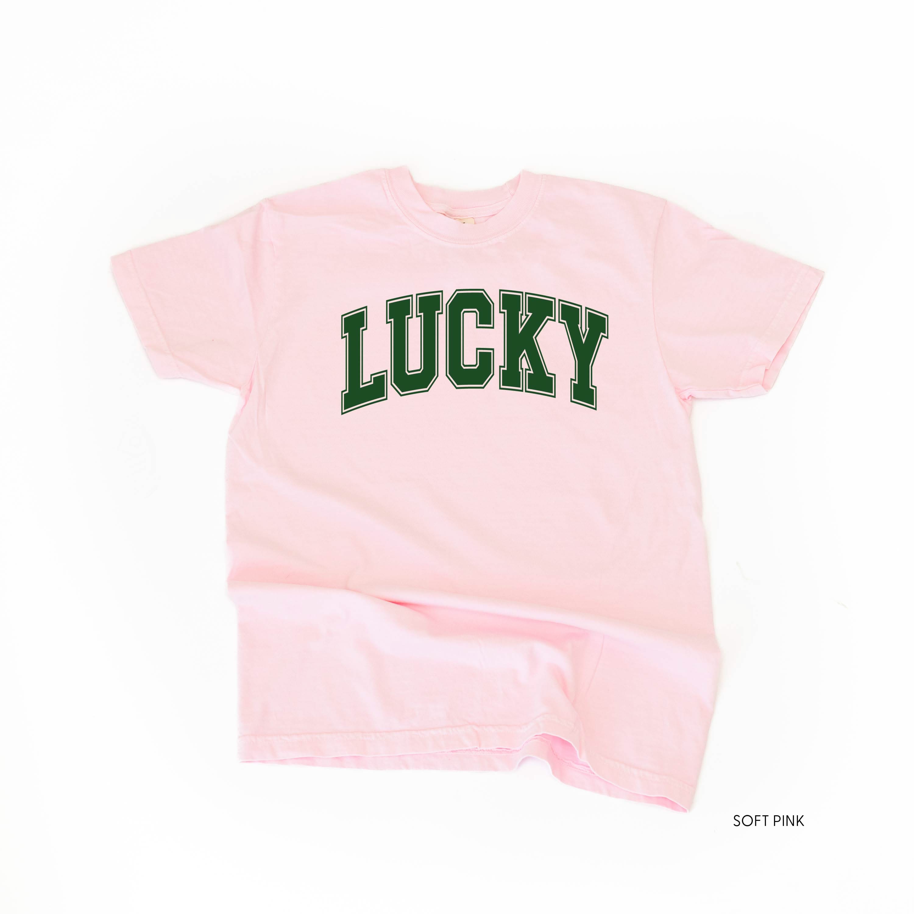 Lucky - Varsity Outline - Comfort Colors Tee Little Mama Shirt Shop