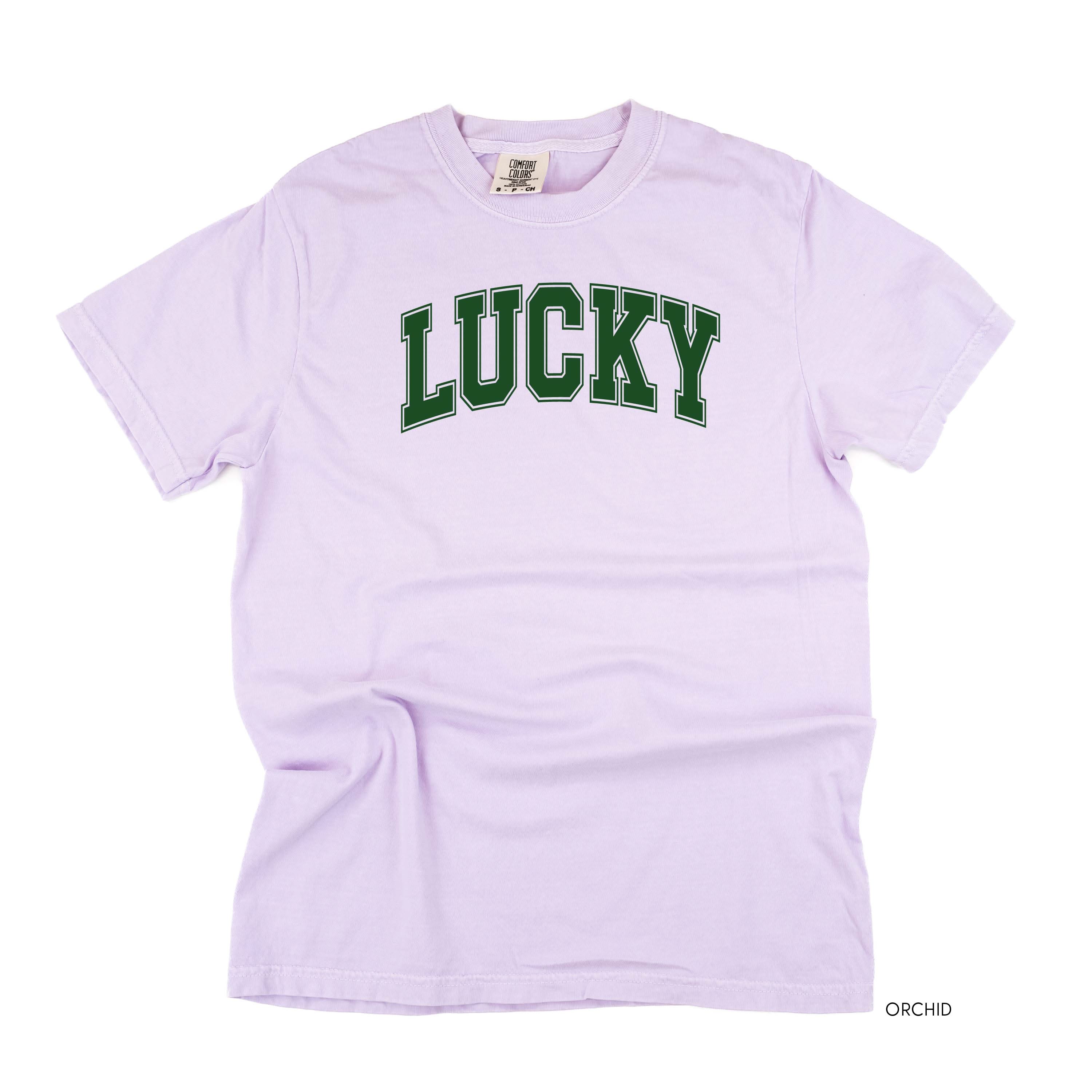 Lucky - Varsity Outline - Comfort Colors Tee Little Mama Shirt Shop