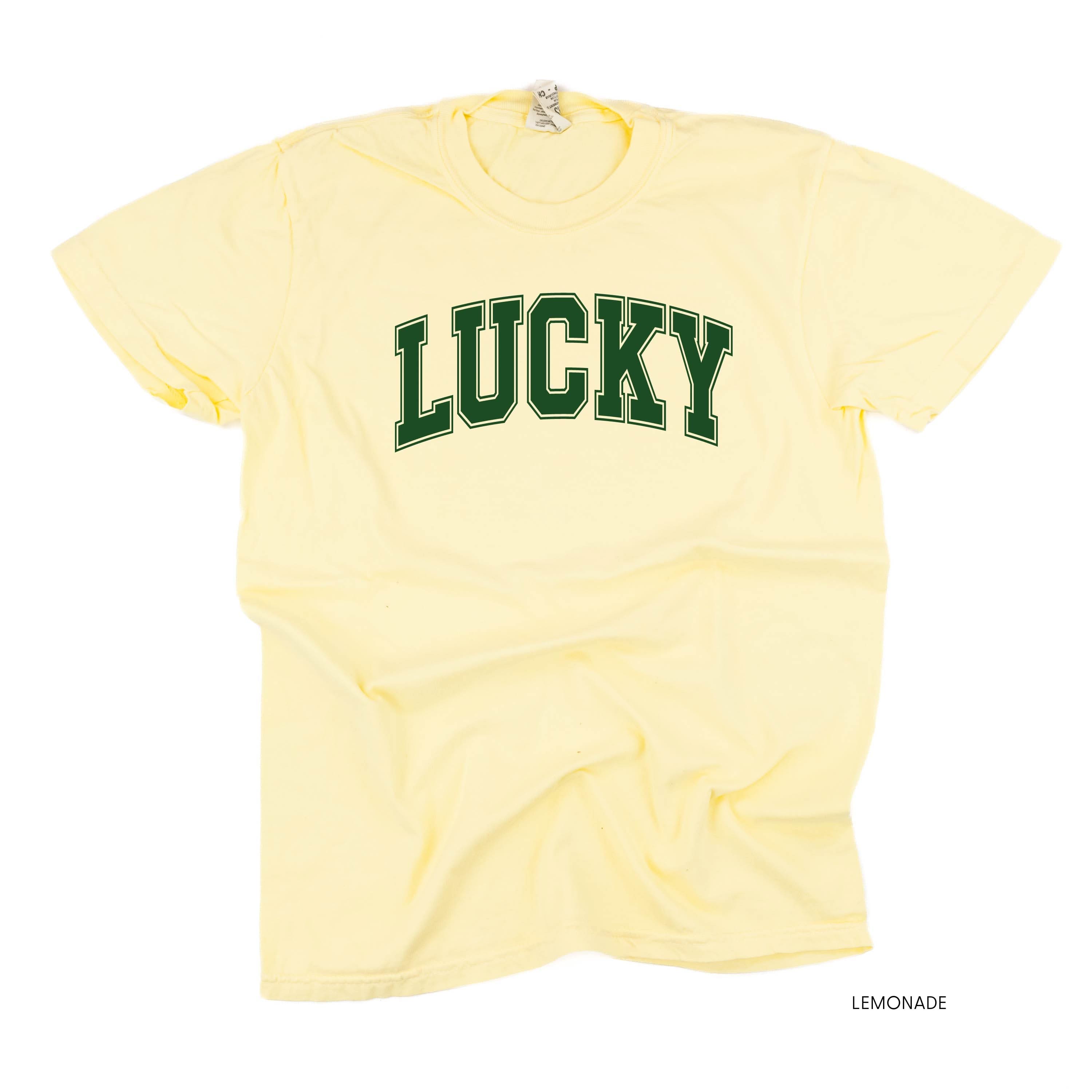 Lucky - Varsity Outline - Comfort Colors Tee Little Mama Shirt Shop