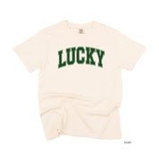 Lucky - Varsity Outline - Comfort Colors Tee Little Mama Shirt Shop