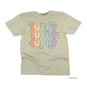 Bubble Letters & Stars Lucky x3 - Comfort Colors Tee Little Mama Shirt Shop