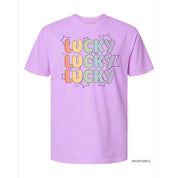 Bubble Letters & Stars Lucky x3 - Comfort Colors Tee Little Mama Shirt Shop