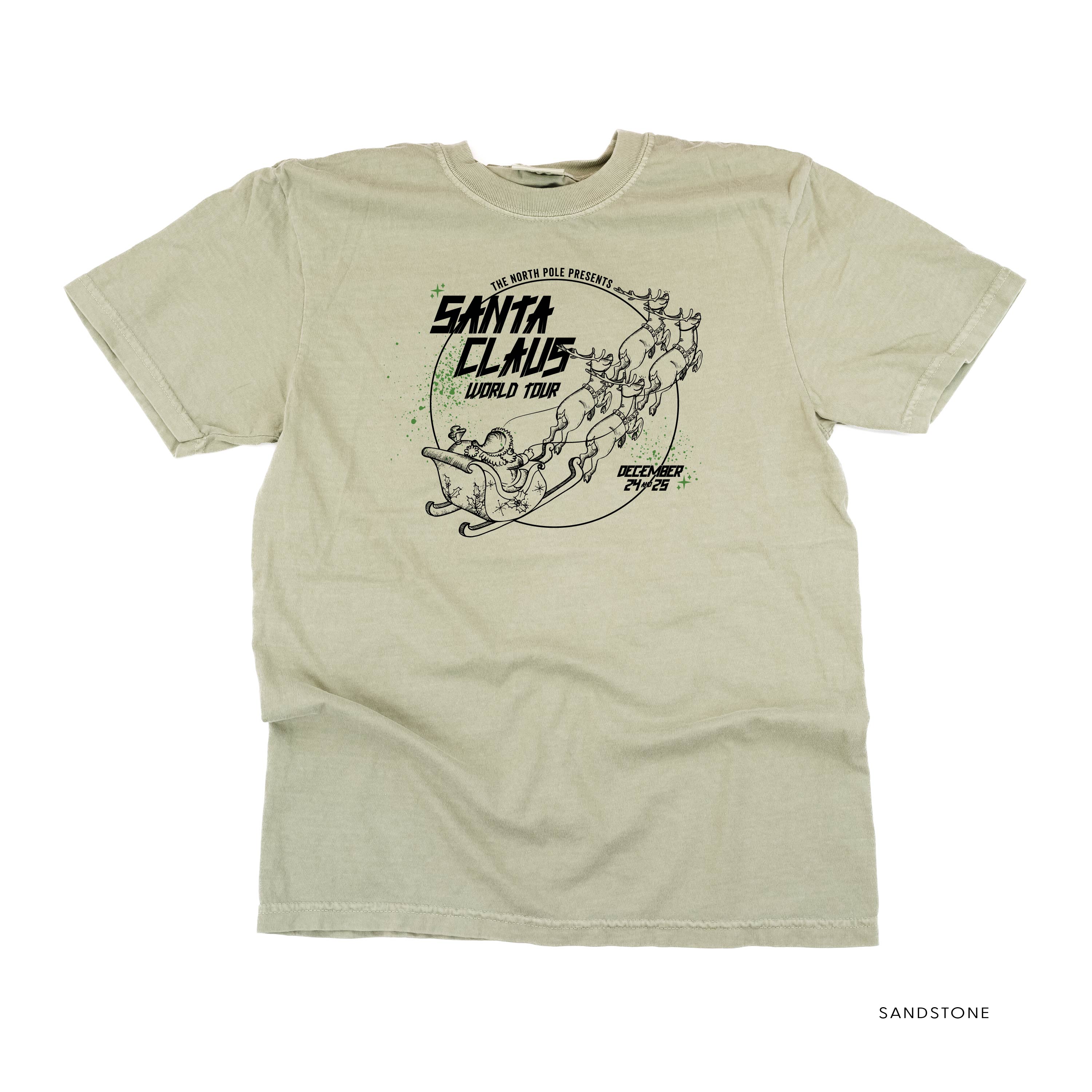 Santa Claus World Tour (f&b) - Comfort Colors Tee Little Mama Shirt Shop