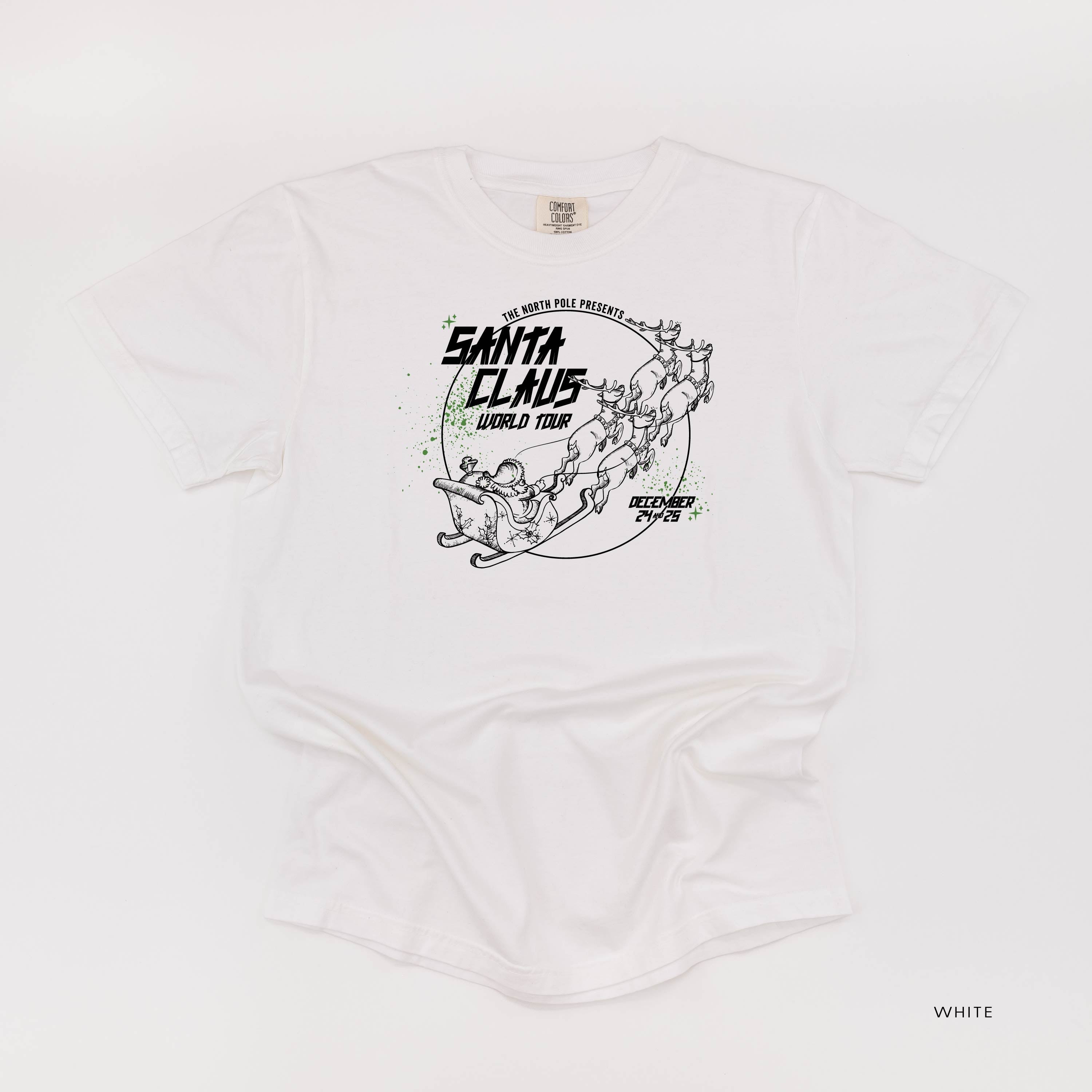 Santa Claus World Tour (f&b) - Comfort Colors Tee Little Mama Shirt Shop