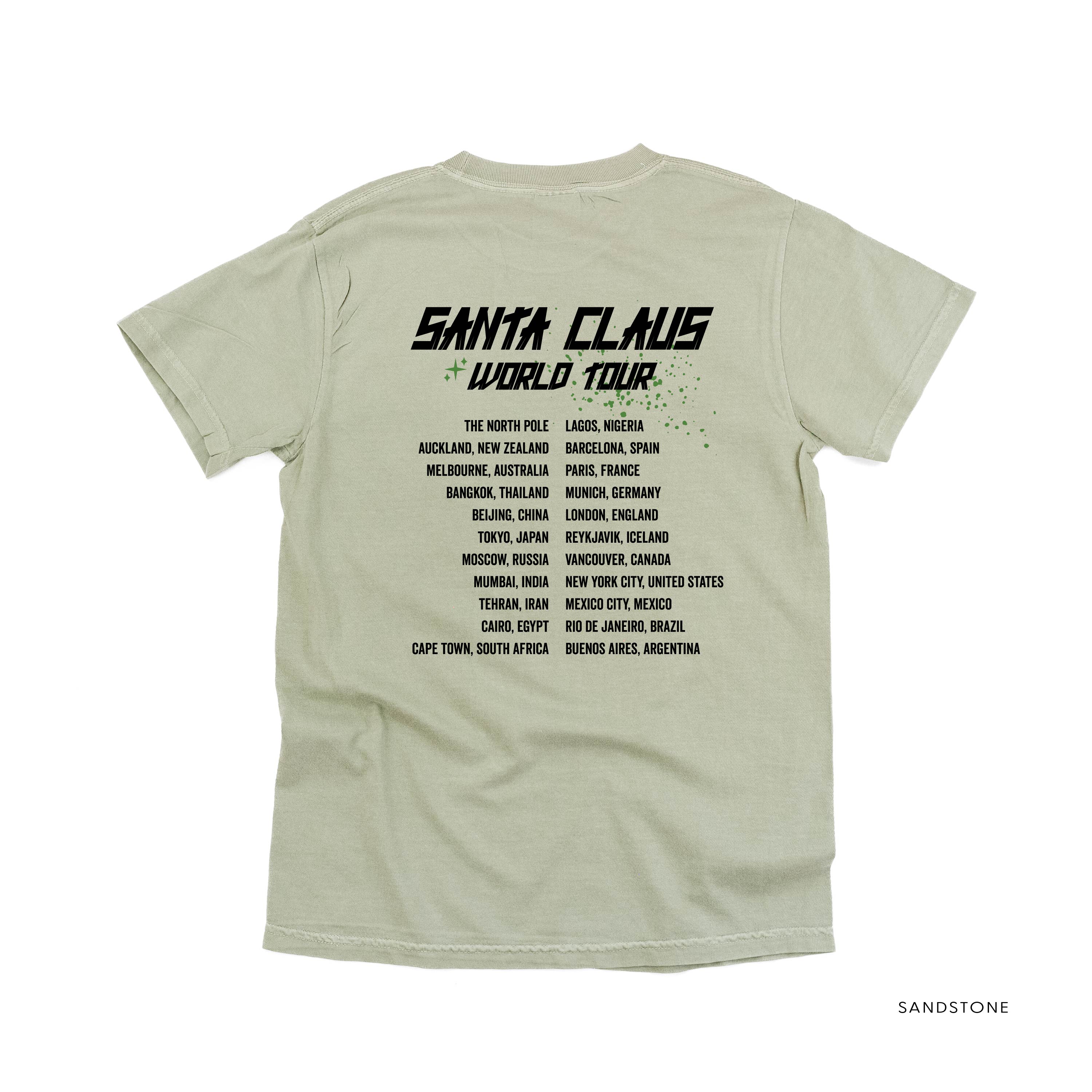 Santa Claus World Tour (f&b) - Comfort Colors Tee Little Mama Shirt Shop