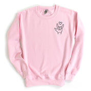 Sign Language - I Love You (pocket) - BASIC Fleece Little Mama Shirt Shop LLC