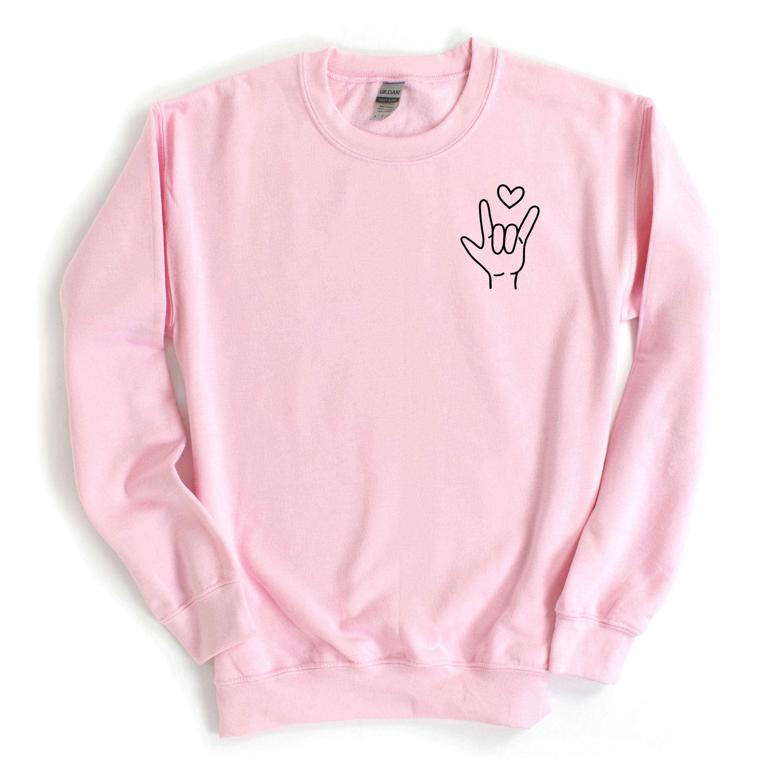 Sign Language - I Love You (pocket) - BASIC Fleece Little Mama Shirt Shop LLC
