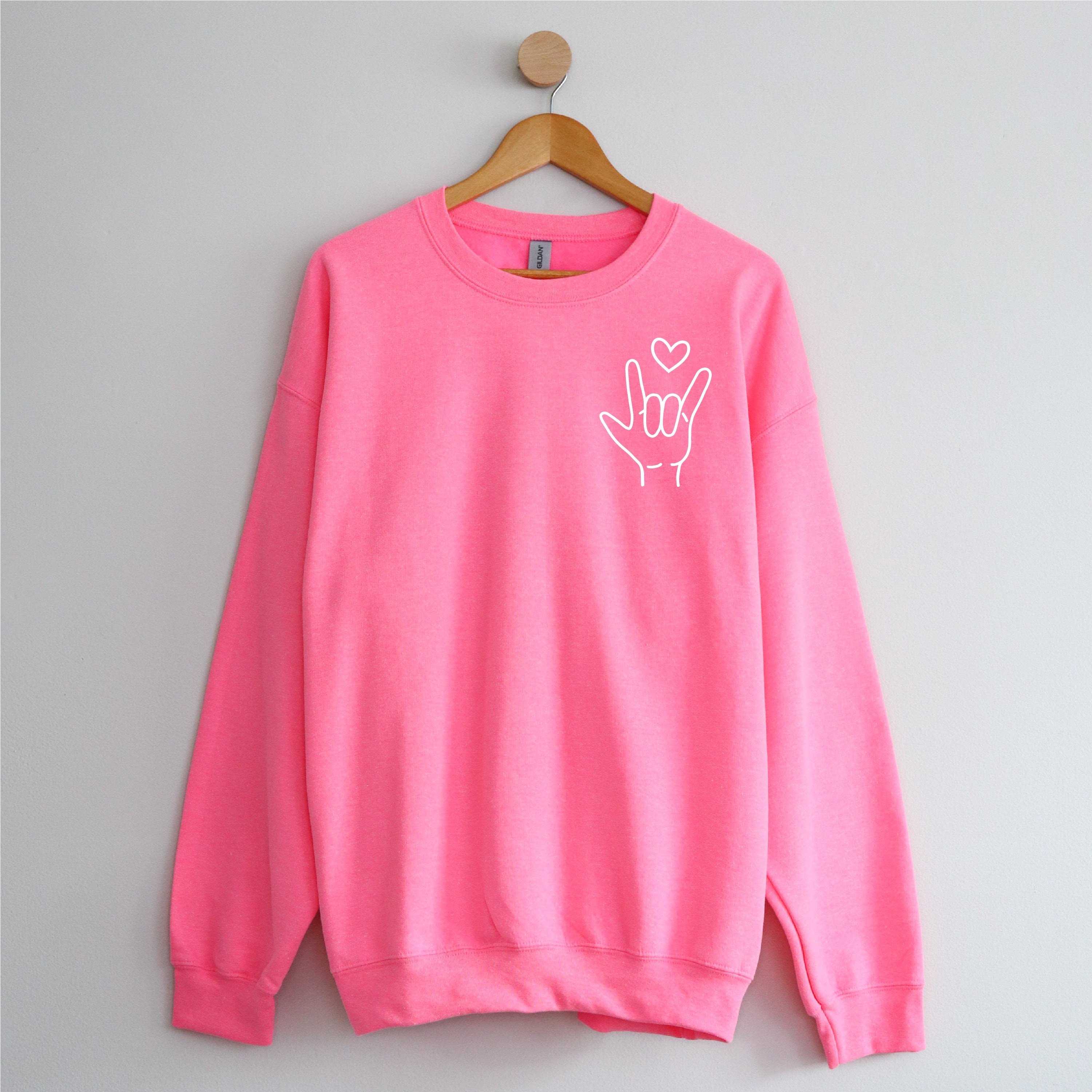 Sign Language - I Love You (pocket) - BASIC Fleece Little Mama Shirt Shop LLC