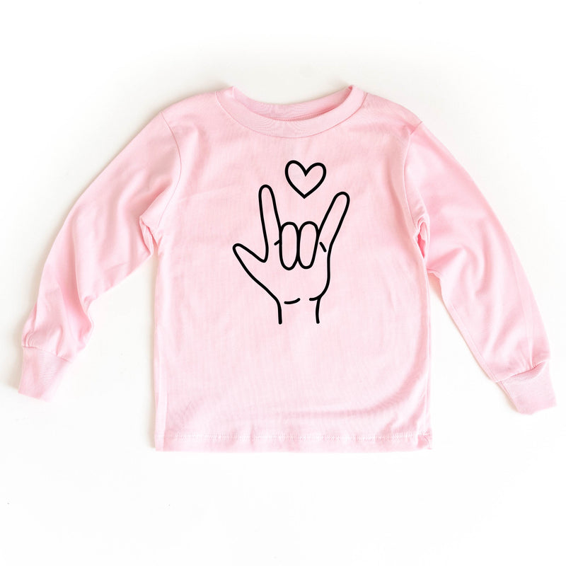 sign_language_I_love_you_pink_long_sleeve_kids_tees_little_mama_shirt_shop