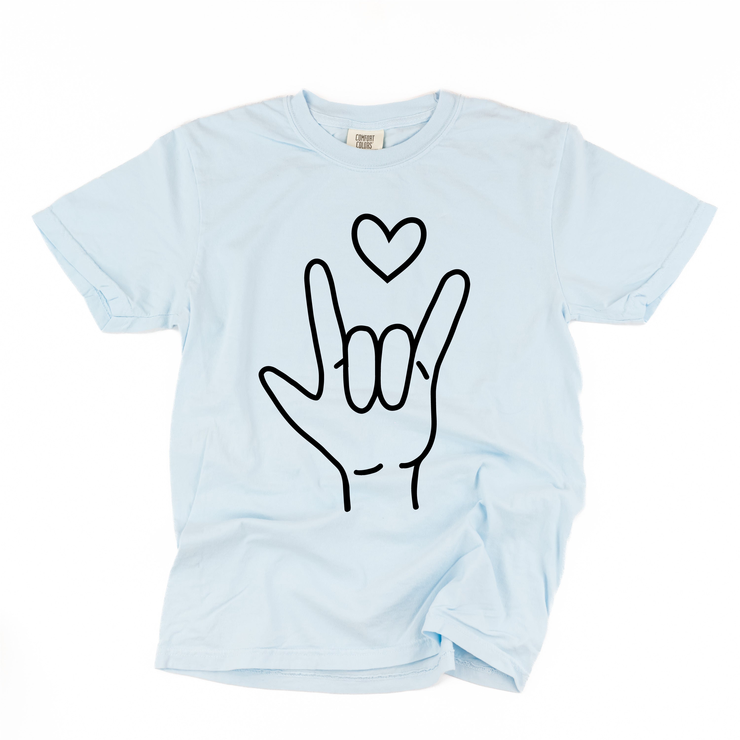 Sign Language - I Love You - Comfort Colors Tee Little Mama Shirt Shop