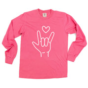 Sign Language - I Love You - LONG SLEEVE Comfort Colors Tee Little Mama Shirt Shop