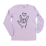 Sign Language - I Love You - LONG SLEEVE Comfort Colors Tee Little Mama Shirt Shop