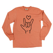 Sign Language - I Love You - LONG SLEEVE Comfort Colors Tee Little Mama Shirt Shop
