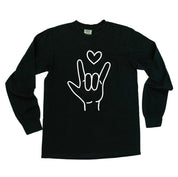 Sign Language - I Love You - LONG SLEEVE Comfort Colors Tee Little Mama Shirt Shop