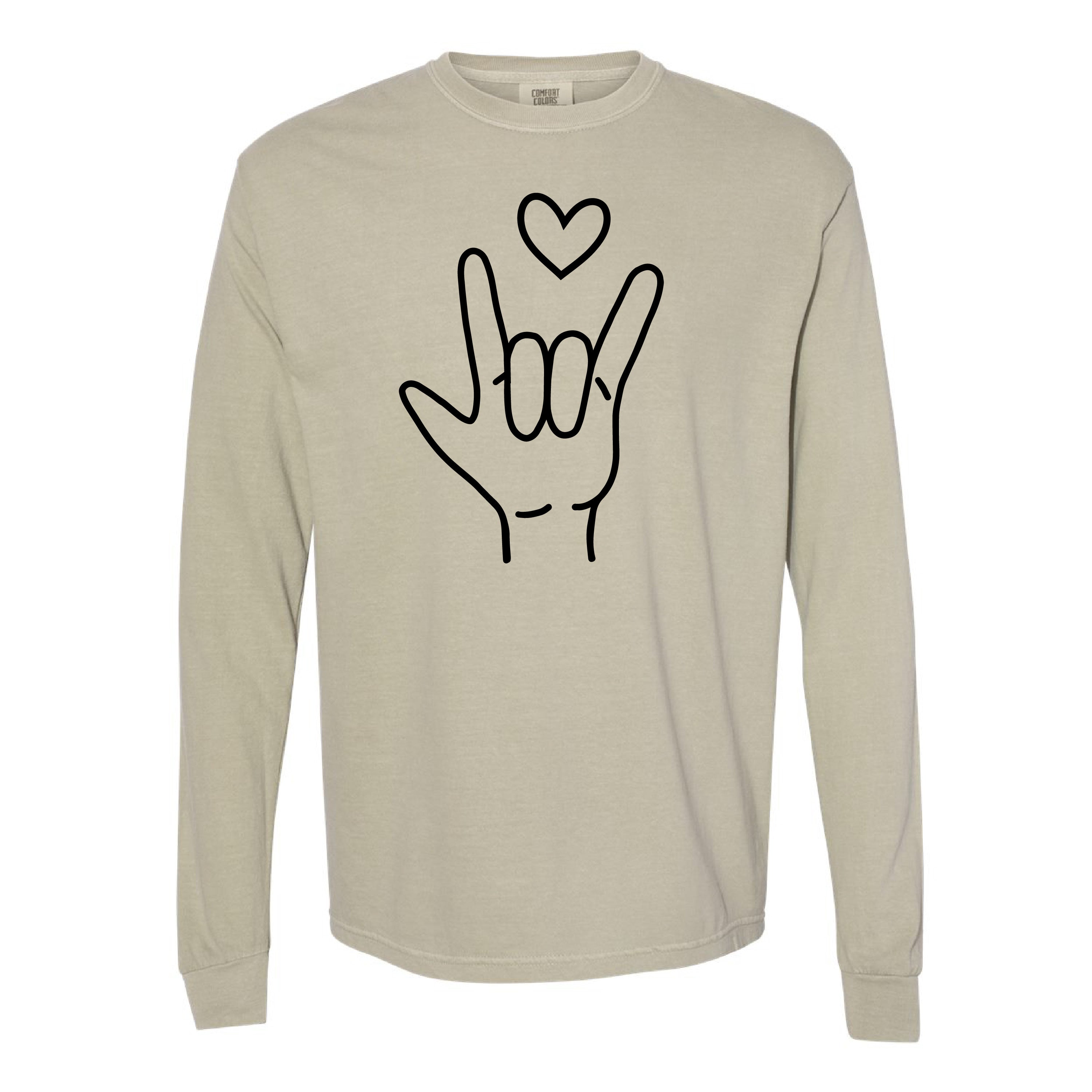 Sign Language - I Love You - LONG SLEEVE Comfort Colors Tee Little Mama Shirt Shop