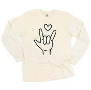 Sign Language - I Love You - LONG SLEEVE Comfort Colors Tee Little Mama Shirt Shop