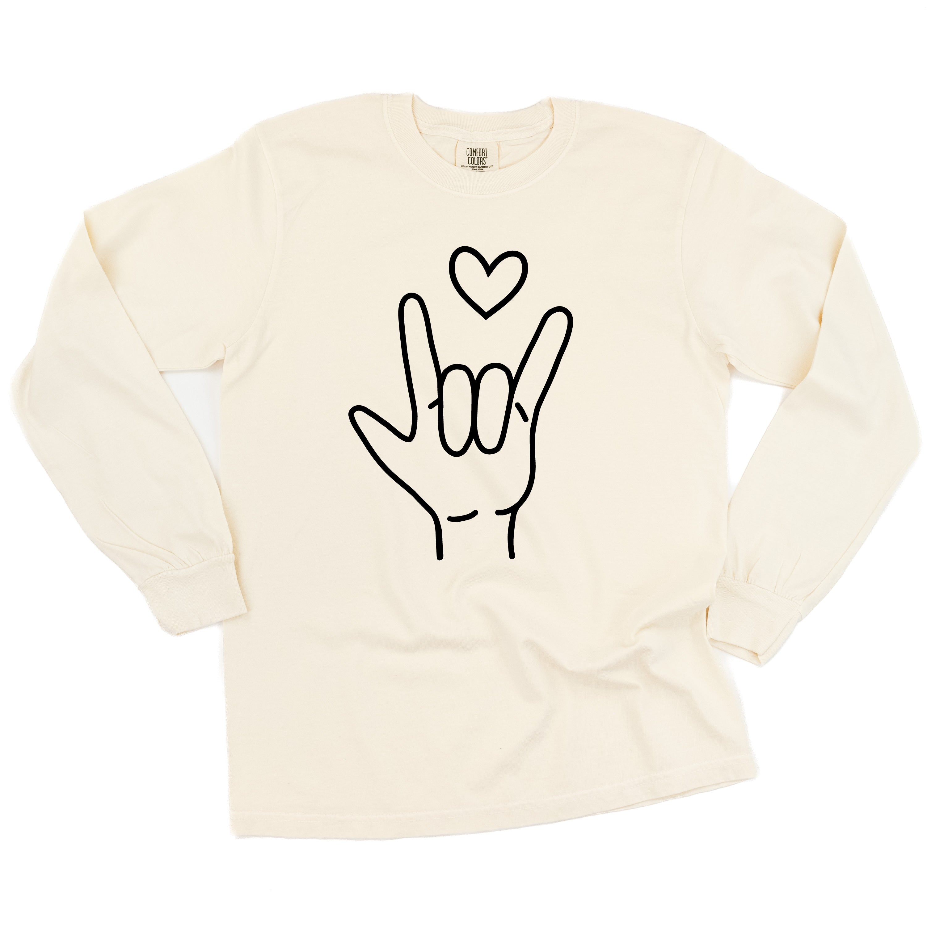 Sign Language - I Love You - LONG SLEEVE Comfort Colors Tee Little Mama Shirt Shop