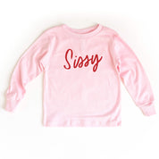 sissy_cursive_font_pink_long_sleeve_kids_tees_little_mama_shirt_shop