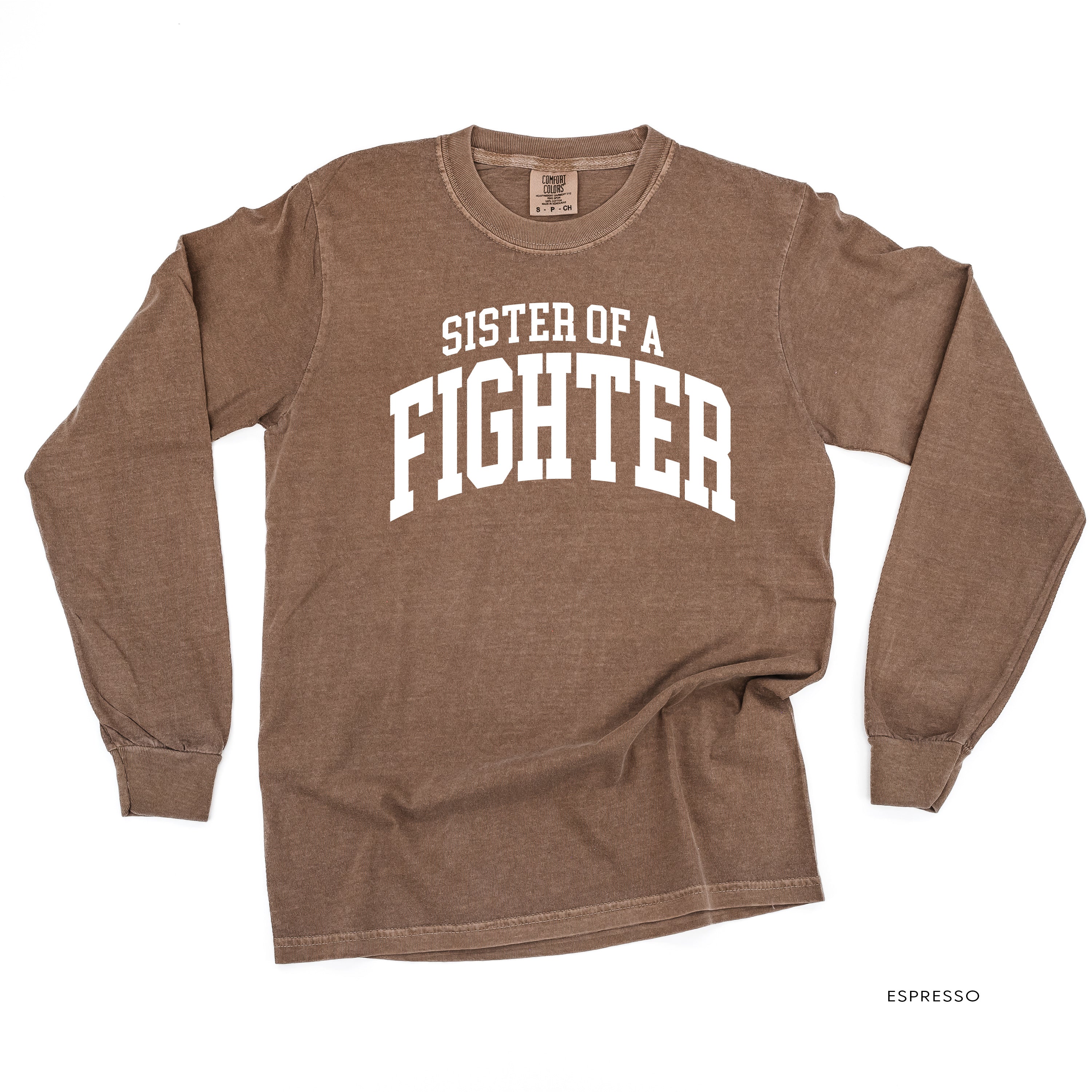 Sister of a Fighter - Varsity - LONG SLEEVE COMFORT COLORS TEE Little Mama Shirt Shop