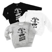 Skateboarding Skelly - Rollin' Into (Choose Your Grade) - Child Sweater Little Mama Shirt Shop