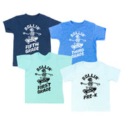 Skateboarding Skelly - Rollin' Into (Choose Your Grade) - Child Tee Little Mama Shirt Shop