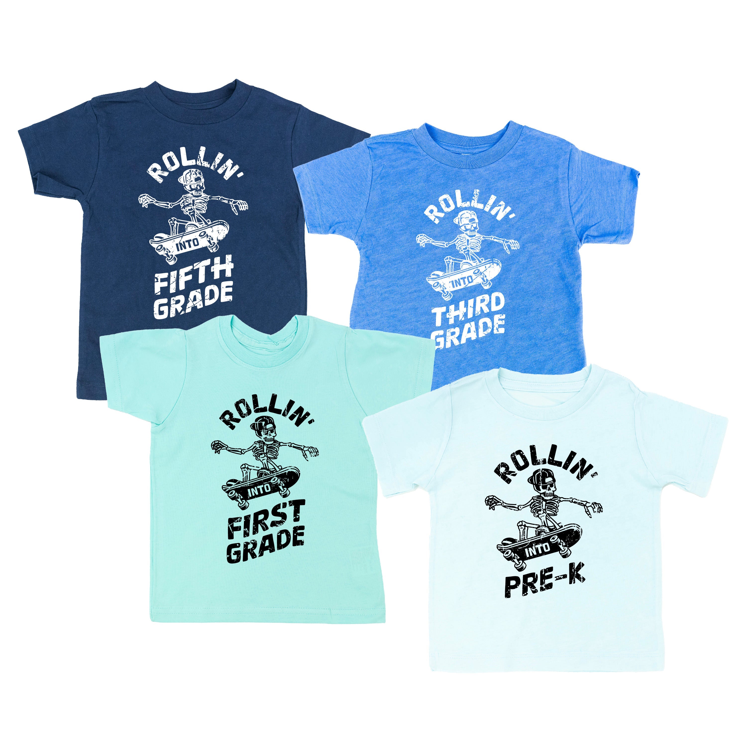 Skateboarding Skelly - Rollin' Into (Choose Your Grade) - Child Tee Little Mama Shirt Shop