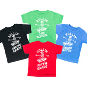 Skateboarding Skelly - Rollin' Into (Choose Your Grade) - Child Tee Little Mama Shirt Shop