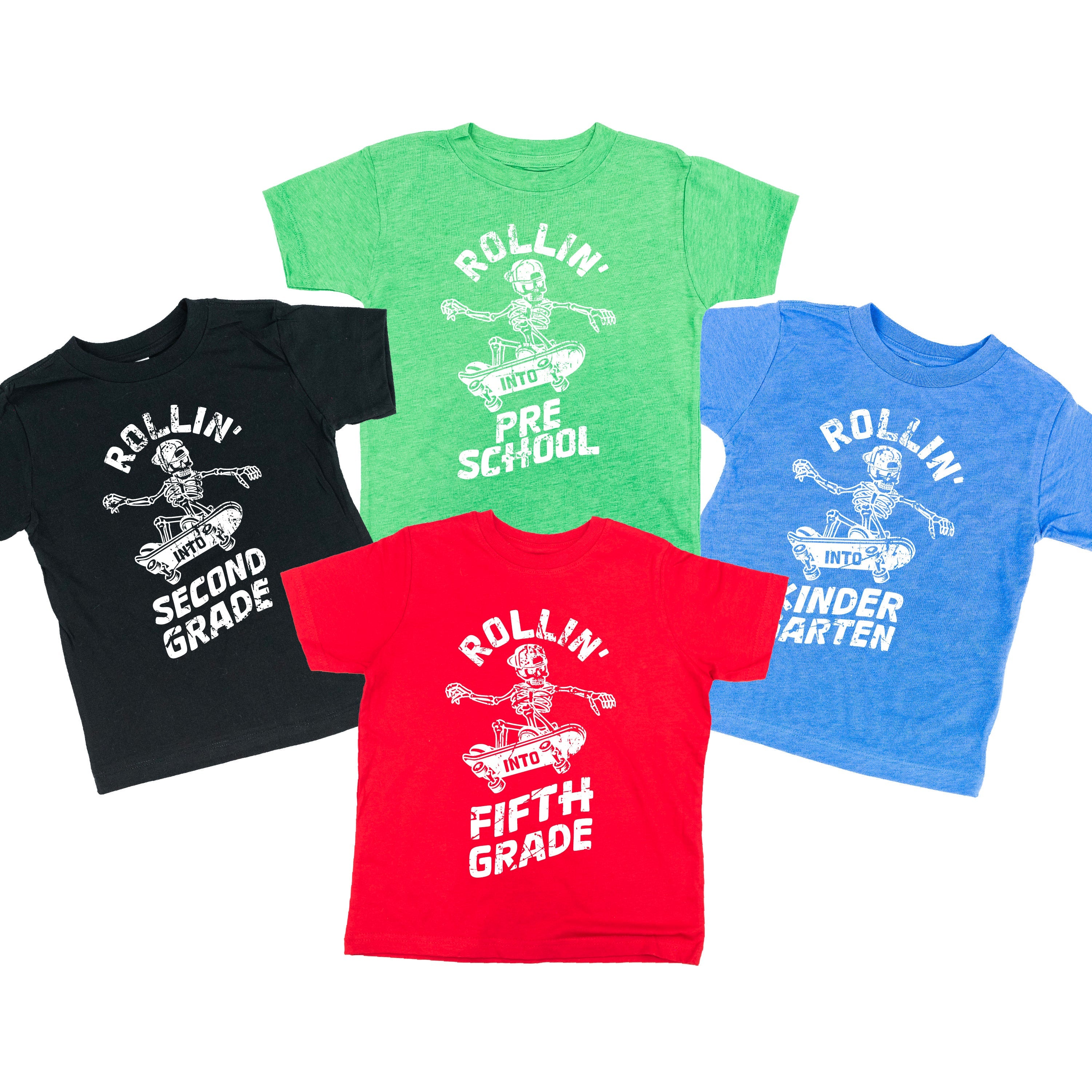 Skateboarding Skelly - Rollin' Into (Choose Your Grade) - Child Tee Little Mama Shirt Shop