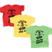 Skateboarding Skelly - Rollin' Into (Choose Your Grade) - Child Tee Little Mama Shirt Shop