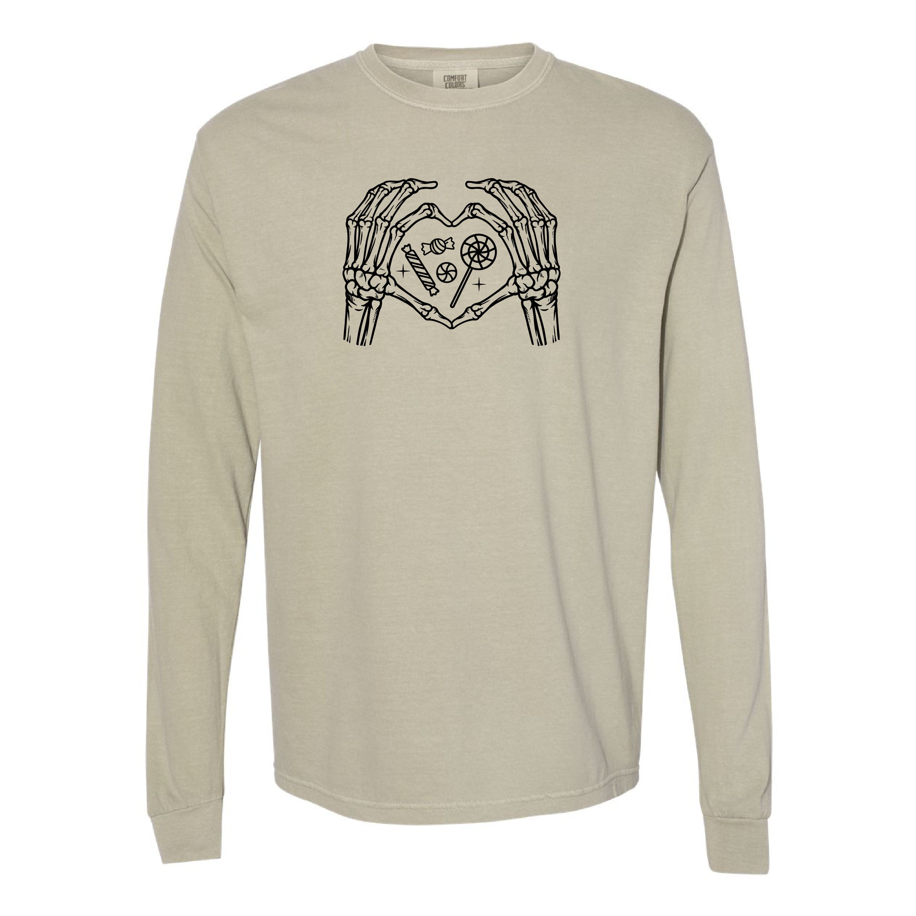 Skeleton Heart Hands - Long Sleeve Comfort Colors Tee Little Mama Shirt Shop