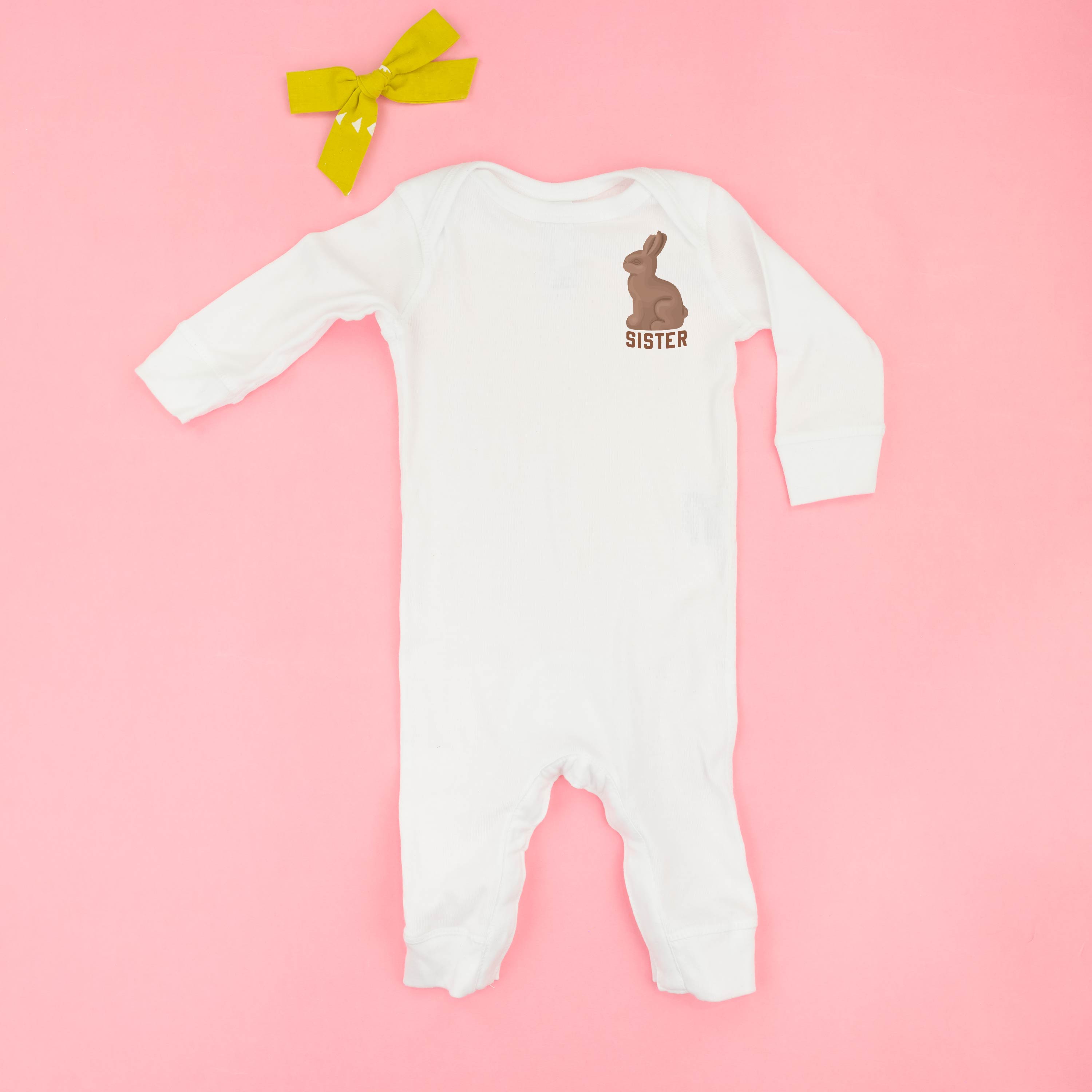 Sister - Chocolate Bunny (pocket) - Baby Sleeper Little Mama Shirt Shop