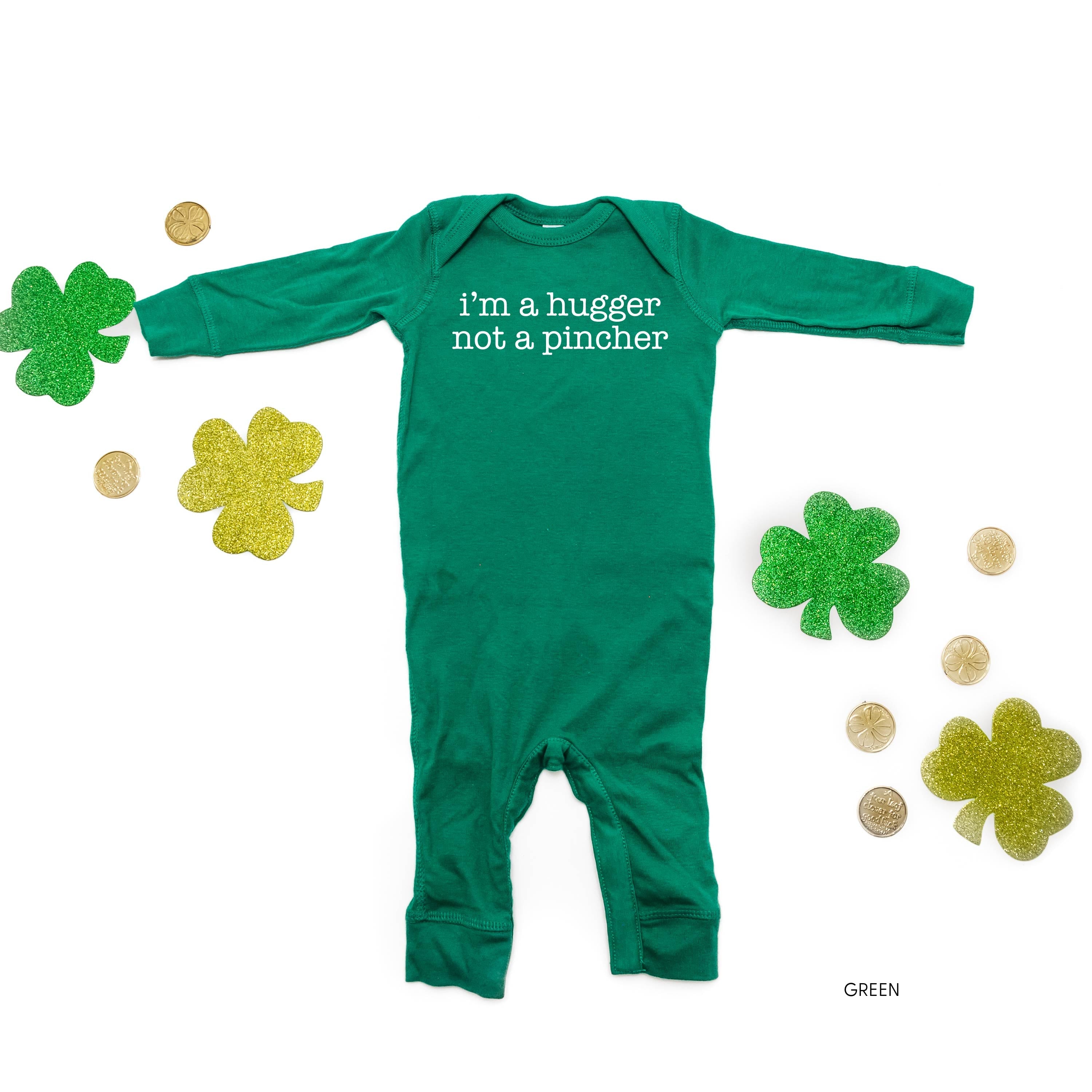 I'm a Hugger Not a Pincher - Green Baby Sleeper Little Mama Shirt Shop