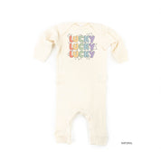 Bubble Letters & Stars Lucky x3 - Baby Sleeper Little Mama Shirt Shop