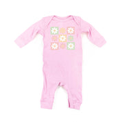 3x3 Checker Board Flowers - Baby Sleeper Little Mama Shirt Shop