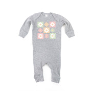 3x3 Checker Board Flowers - Baby Sleeper Little Mama Shirt Shop