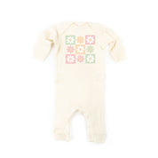 3x3 Checker Board Flowers - Baby Sleeper Little Mama Shirt Shop