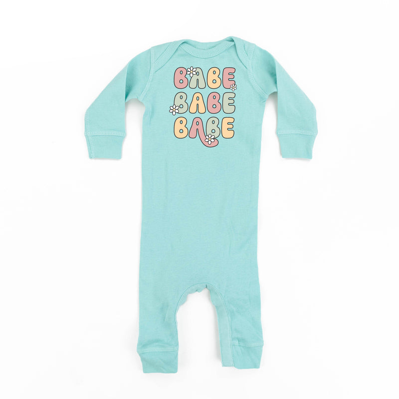 BABE x3 with Daisies - One Piece Baby Sleeper