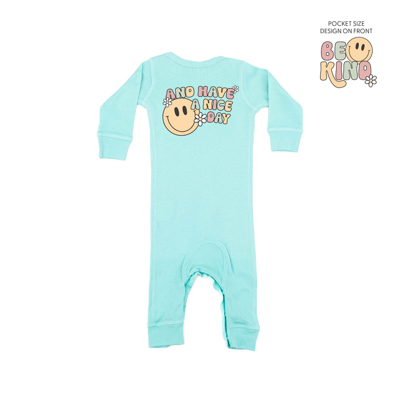 Be Kind Pocket on Front w/ And Have a Nice Day on Back - One Piece Baby Sleeper