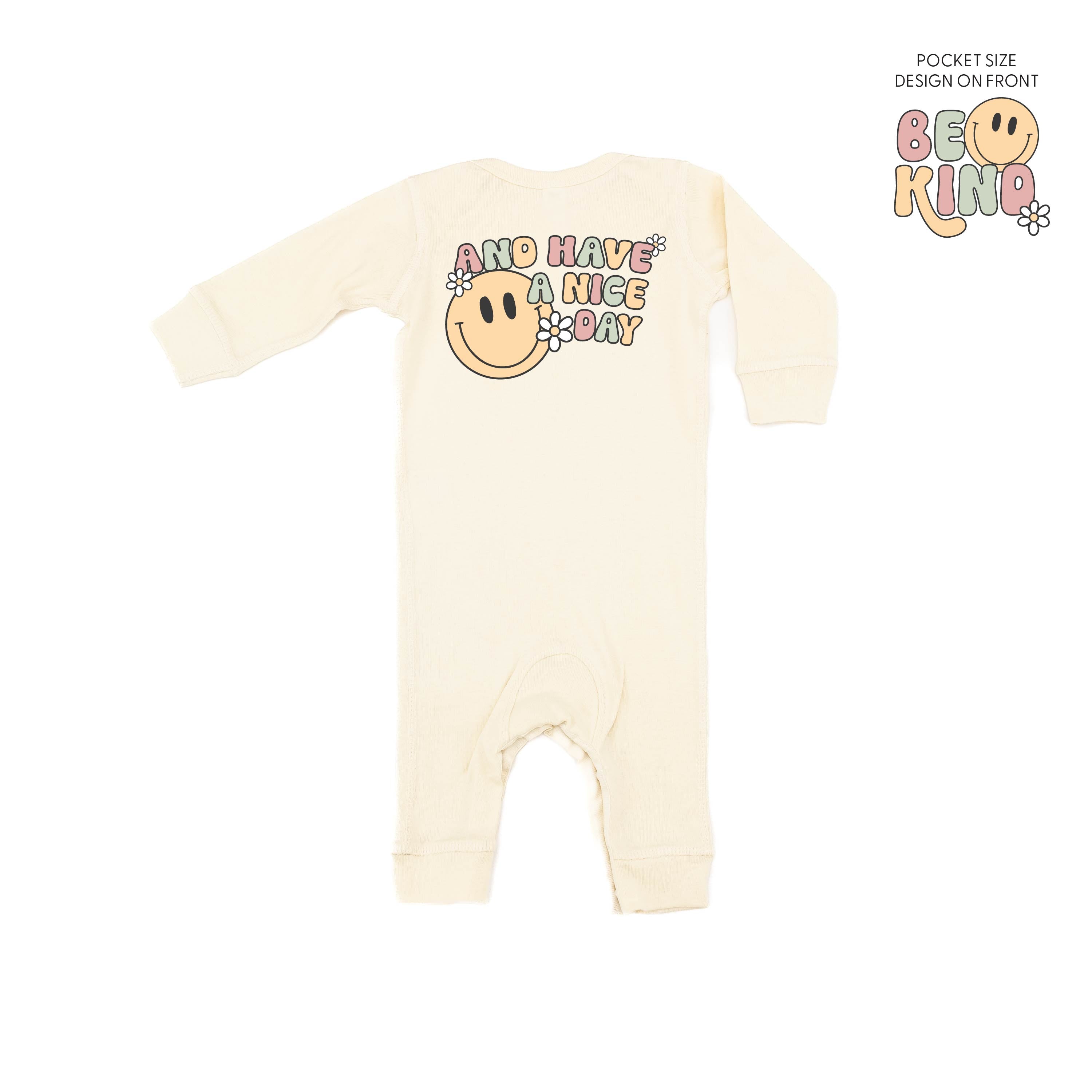Be Kind Pocket on Front w/ And Have a Nice Day on Back - Baby Sleeper Little Mama Shirt Shop