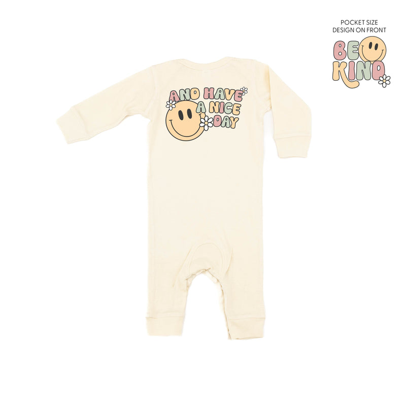 Be Kind Pocket on Front w/ And Have a Nice Day on Back - One Piece Baby Sleeper