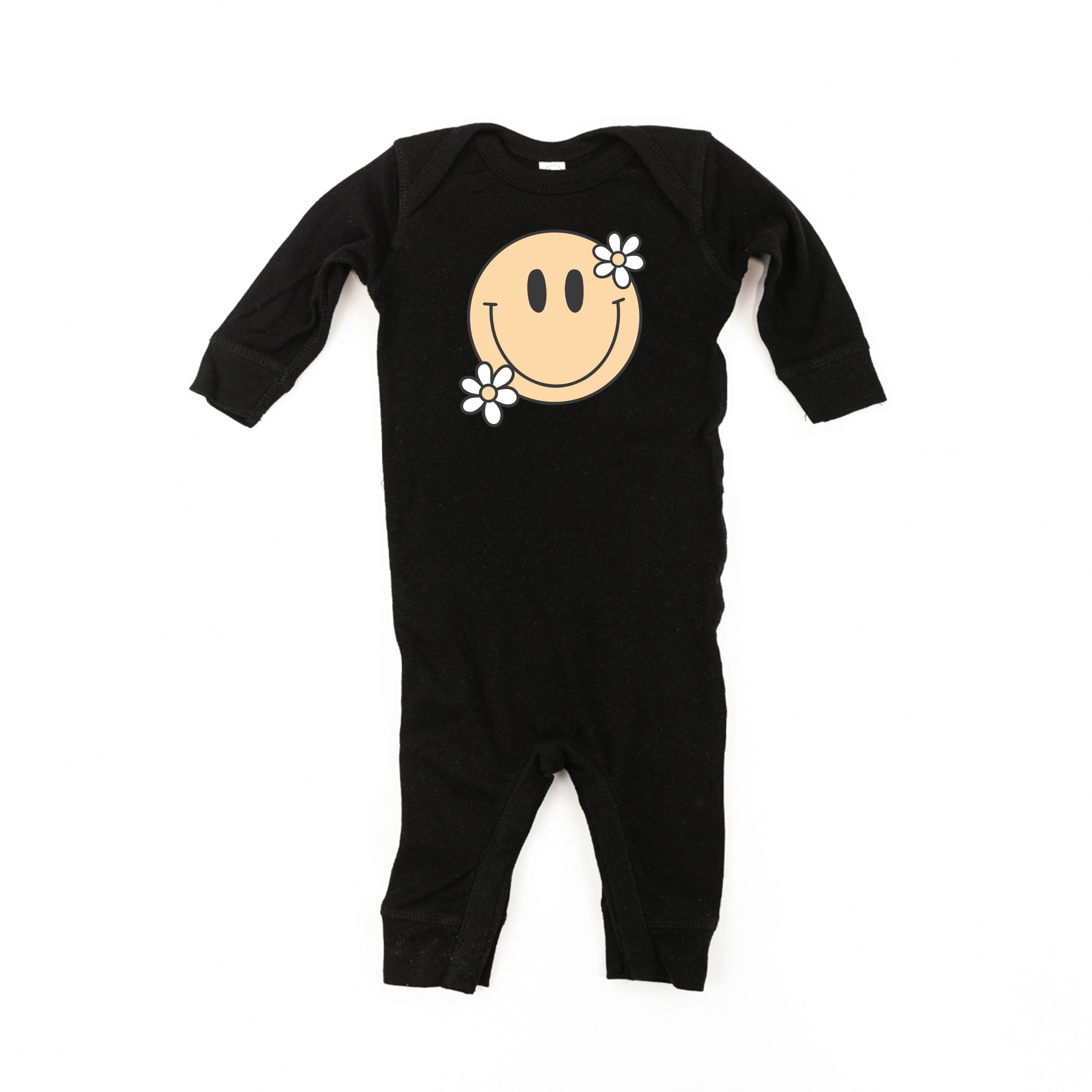 Big Smiley w/ Flowers - Baby Sleeper Little Mama Shirt Shop