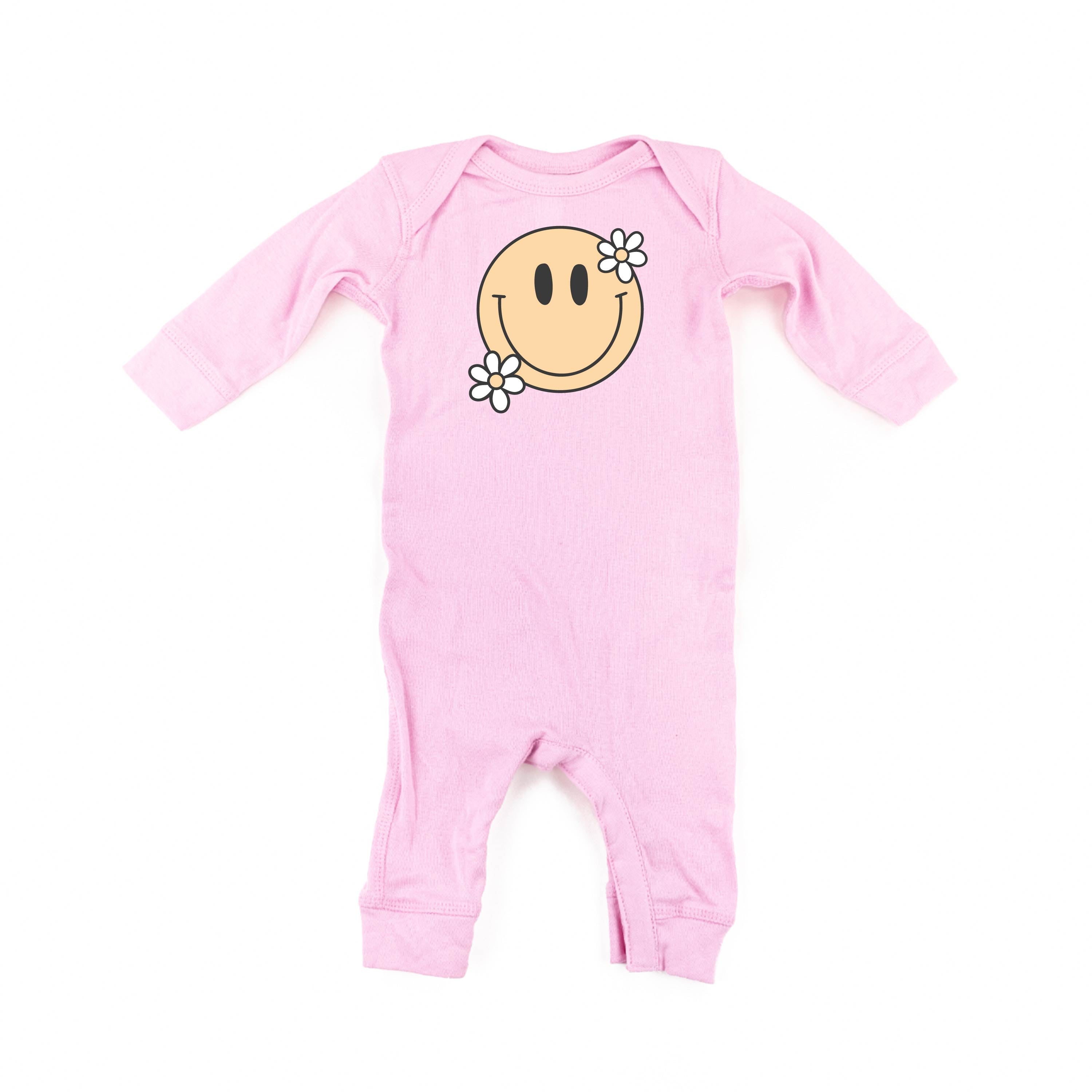 Big Smiley w/ Flowers - Baby Sleeper Little Mama Shirt Shop