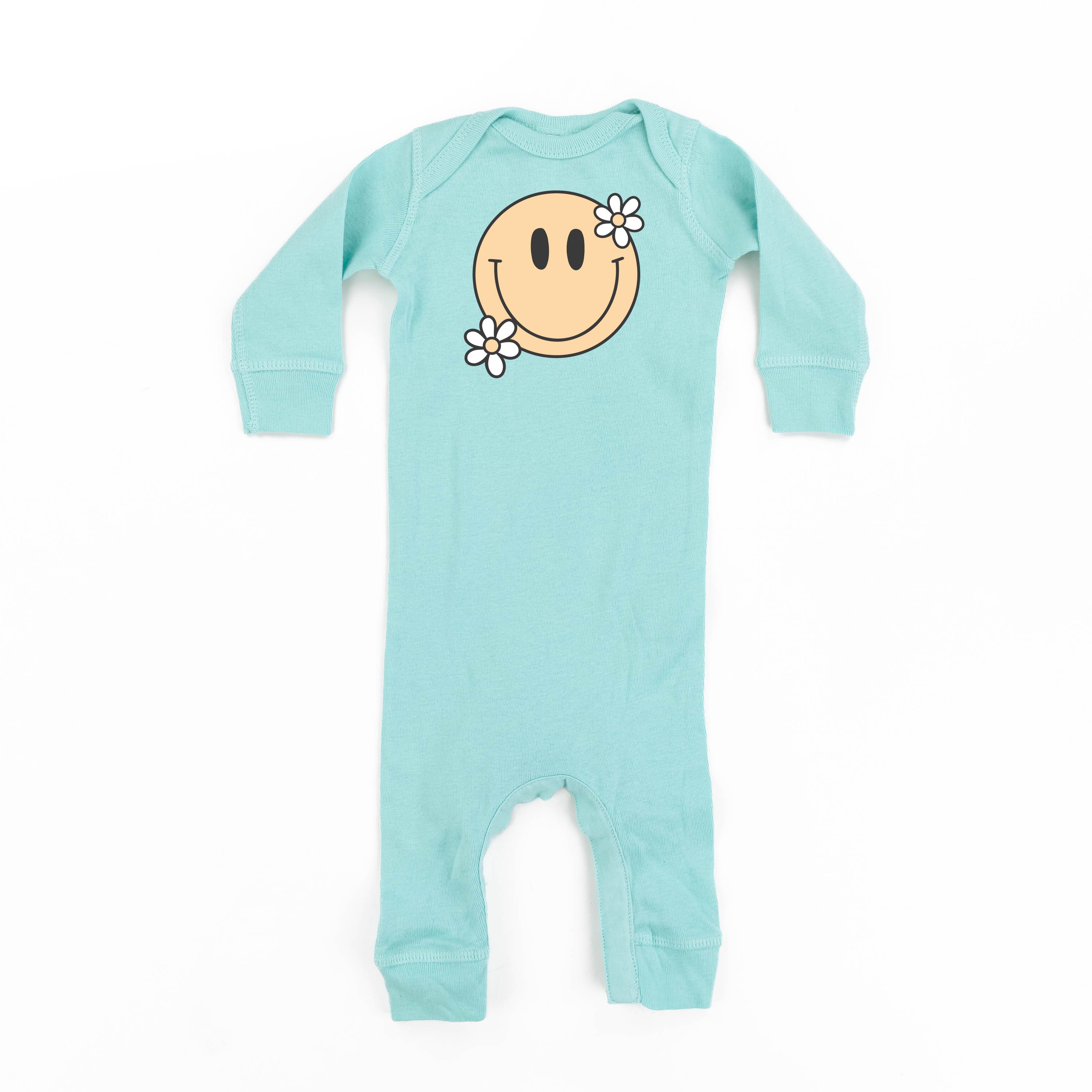 Big Smiley w/ Flowers - Baby Sleeper Little Mama Shirt Shop