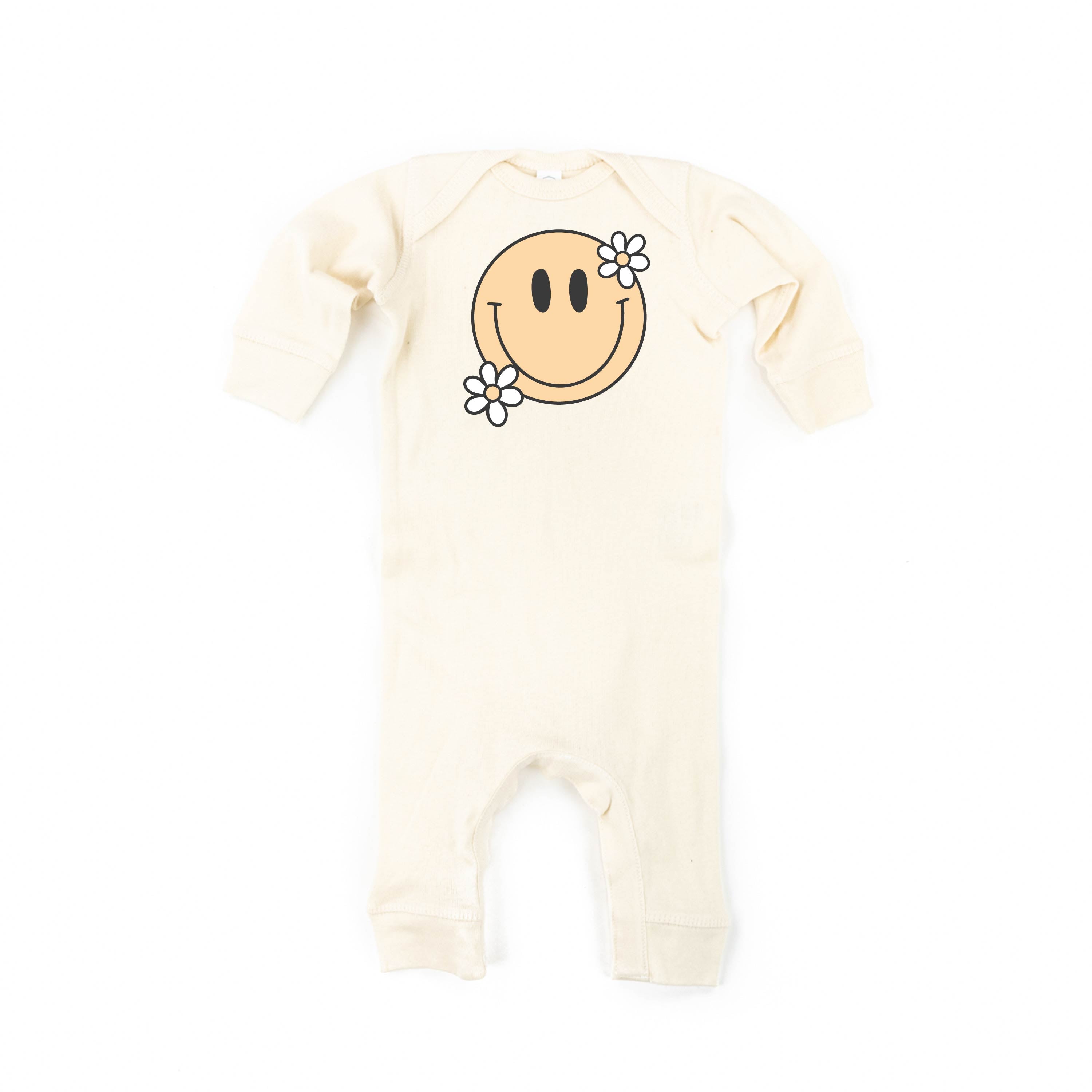 Big Smiley w/ Flowers - Baby Sleeper Little Mama Shirt Shop