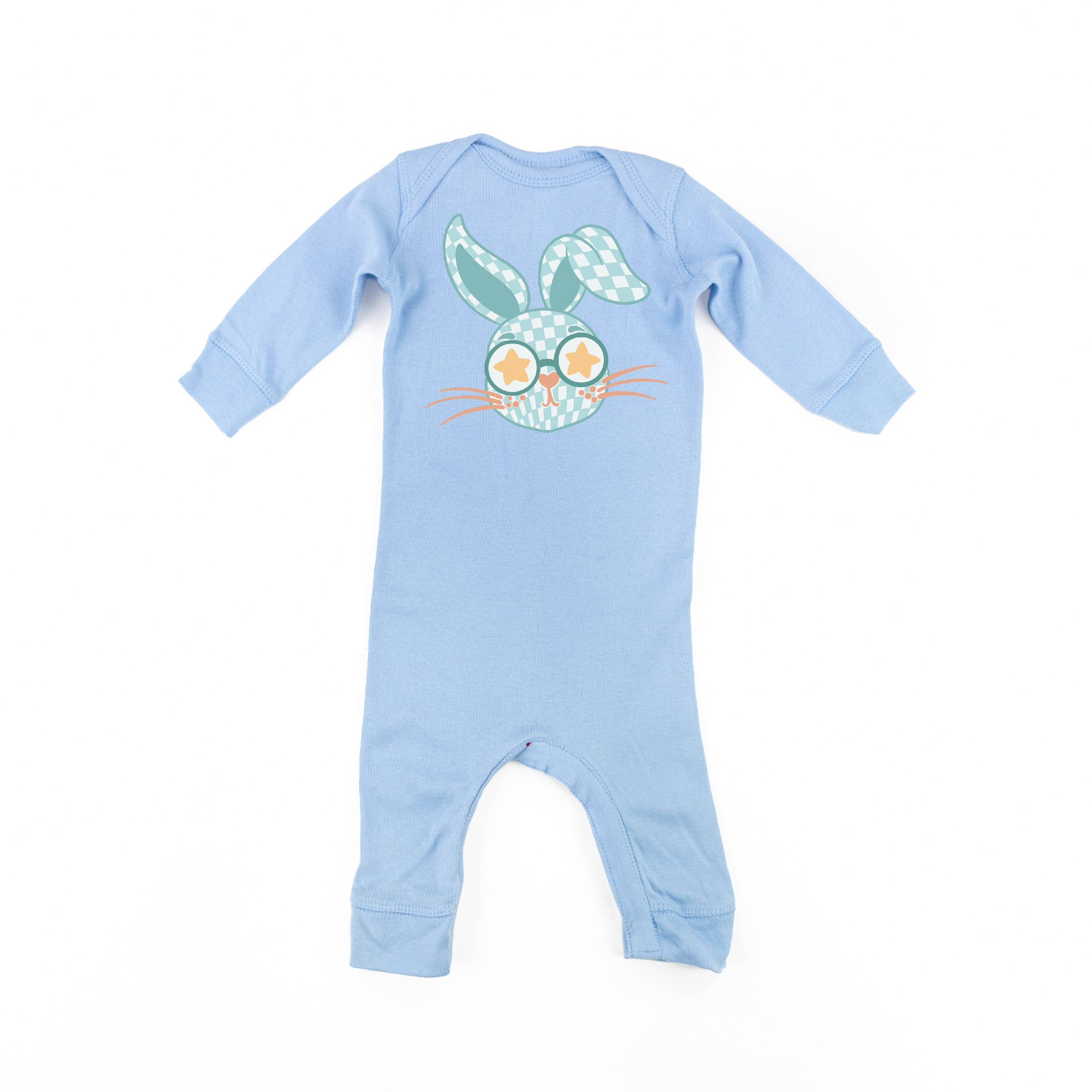 Blue Checkered Bunny - Baby Sleeper Little Mama Shirt Shop