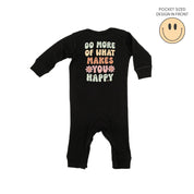 Smiley Pocket on Front w/ Do More Of What Makes You Happy on Back - Baby Sleeper Little Mama Shirt Shop