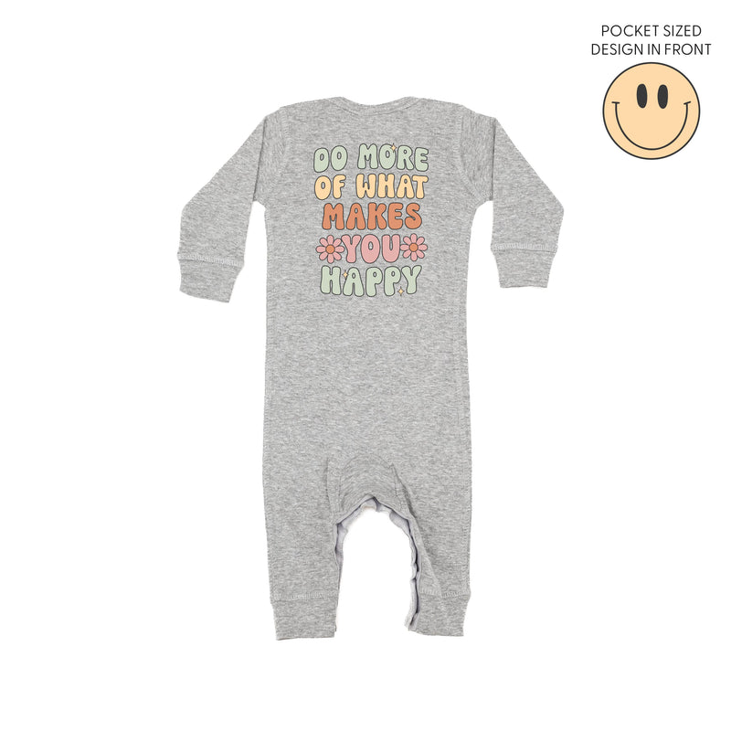 Smiley Pocket on Front w/ Do More Of What Makes You Happy on Back - One Piece Baby Sleeper