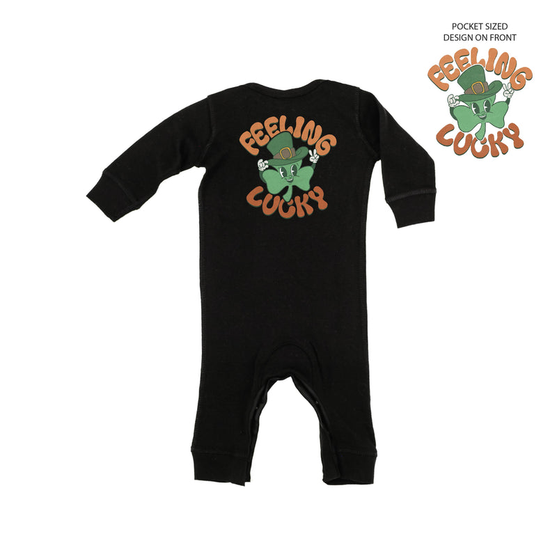 Feeling Lucky Pocket on Front w/ Full Design on Back - One Piece Baby Sleeper