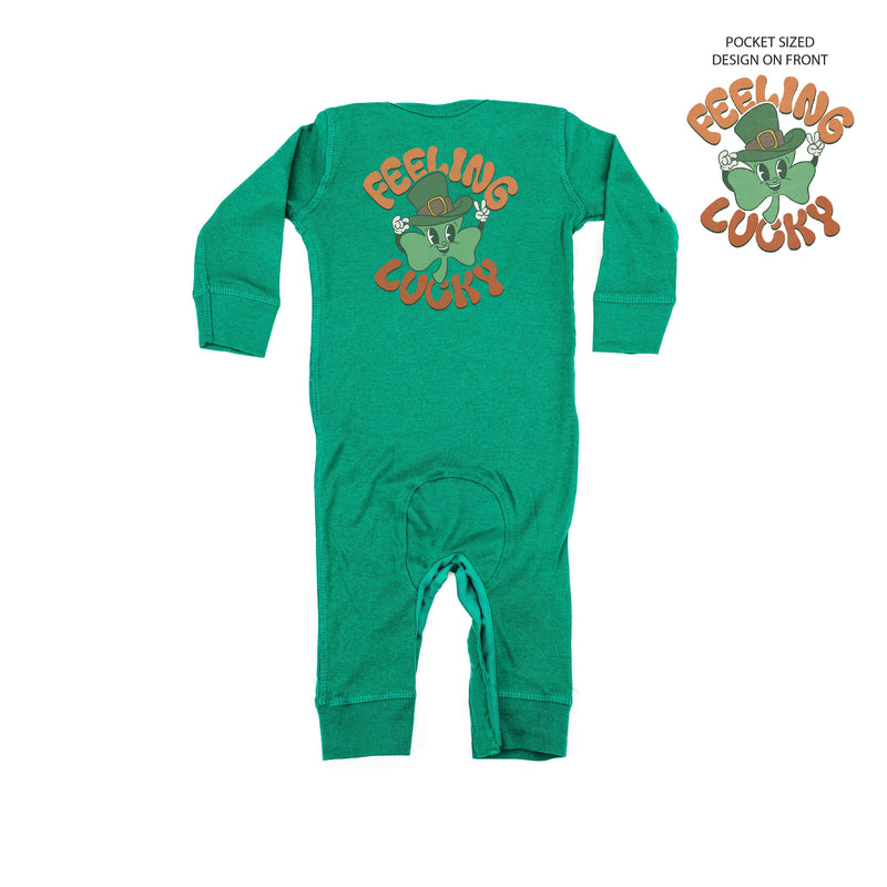 Feeling Lucky Pocket on Front w/ Full Design on Back - One Piece Baby Sleeper
