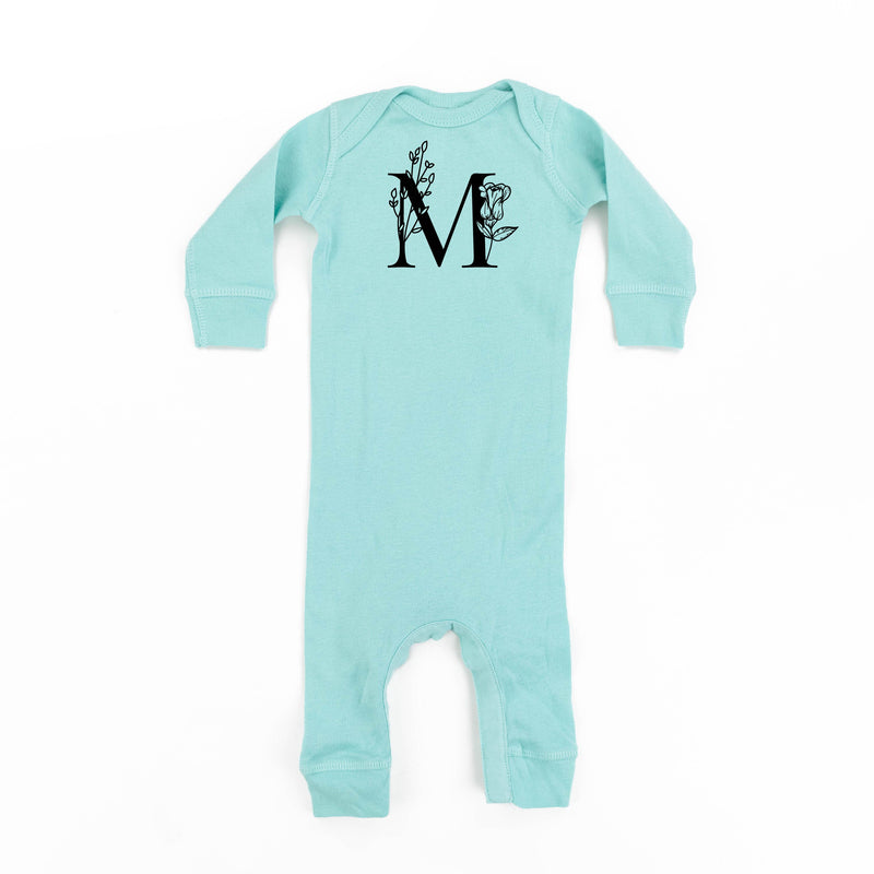 FLORAL INITIALS - One Piece Baby Sleeper